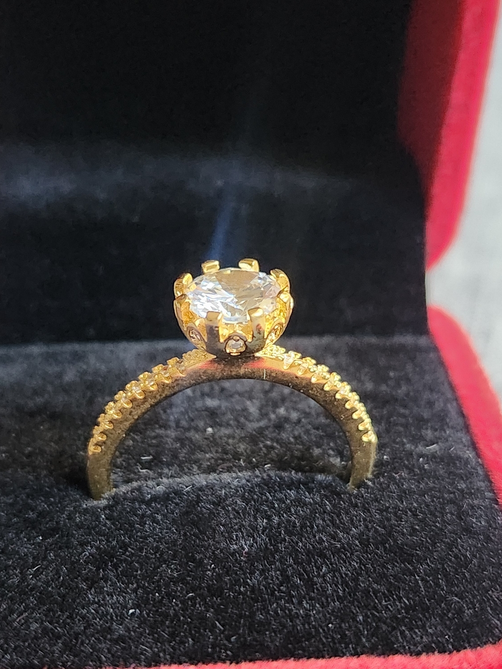 New 18K Gold Plated Round Cut Diamond Ring for Women